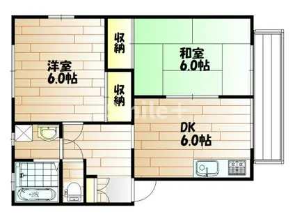 エステート野田S(2DK/2階)の間取り写真