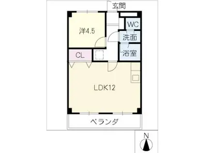 落合マンション(1LDK/3階)の間取り写真
