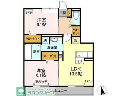 フラッツ酒井根I(2LDK/3階)の間取り写真