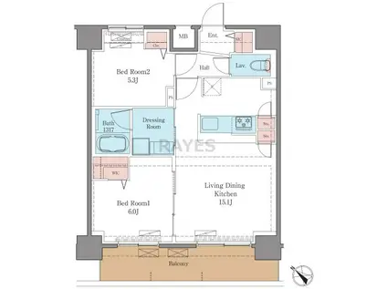 LUXENAPAWS南行徳(2LDK/6階)の間取り写真