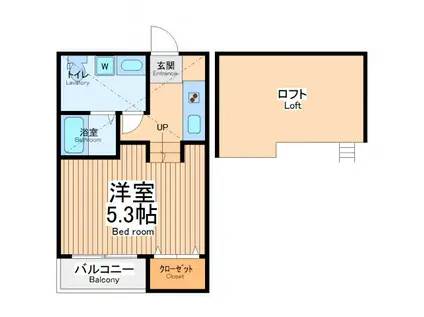 グランマーレ鶴間(1K/2階)の間取り写真