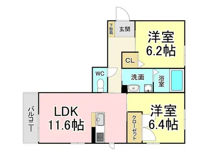 ファブリックモアA棟(2LDK/3階)の間取り写真