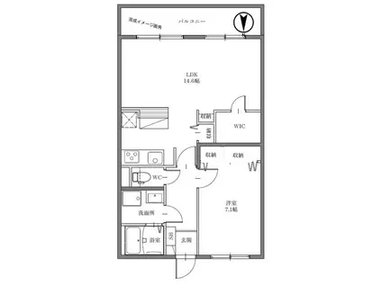 湘南アイランドコースト(1LDK/1階)の間取り写真