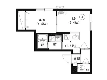 COR平岸(1LDK/4階)の間取り写真