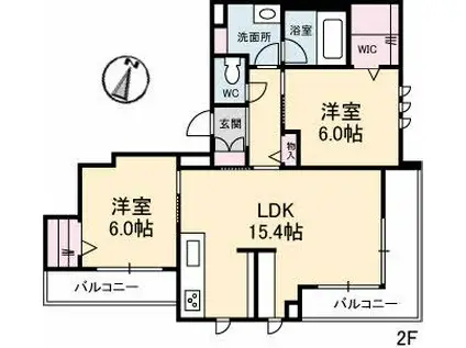 LAVITA(2LDK/2階)の間取り写真
