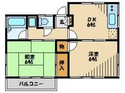 ホワイトリーオ(2DK/1階)の間取り写真