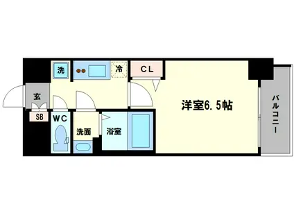 レシオスなんばヴォーグ(1K/3階)の間取り写真