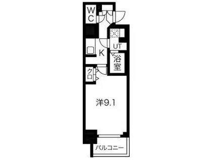 CREST TAPP新栄(1K/14階)の間取り写真