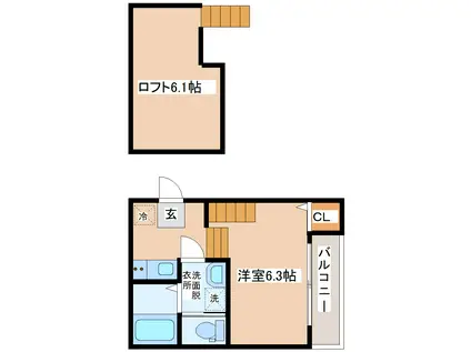 レゼルバ(1K/2階)の間取り写真