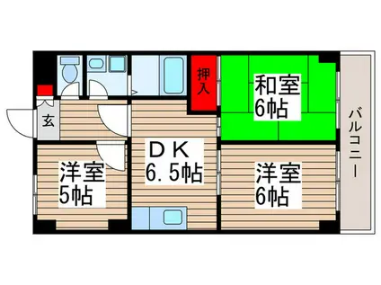 ブルームライフ市川(3DK/6階)の間取り写真