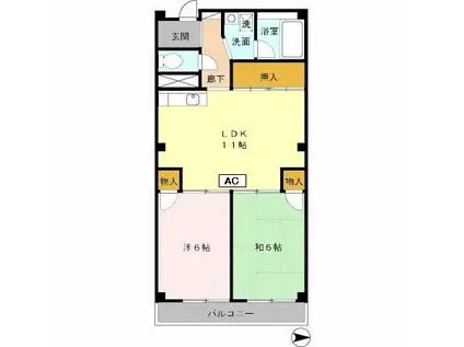 メゾン加美東(2LDK/6階)の間取り写真