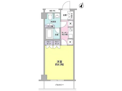 セジュール市ヶ尾(1K/3階)の間取り写真