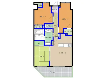 コアマンション甲府レイシャス(3LDK/2階)の間取り写真