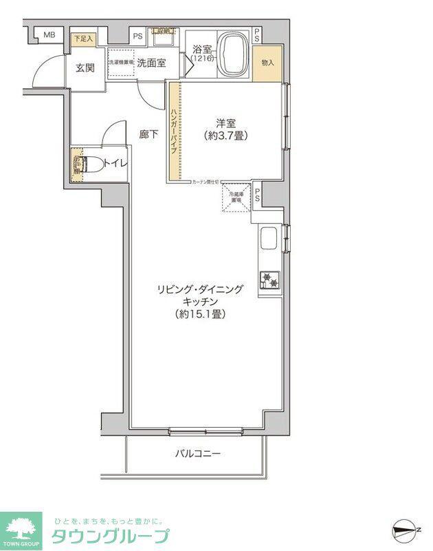 タイズ住吉(1LDK/1階)の間取り写真