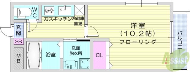 D-PACE角五郎(1K/1階)の間取り写真
