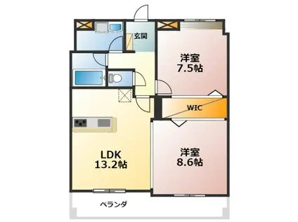 サンコートHANNOKI(2LDK/1階)の間取り写真