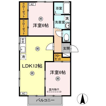 楠小路 C棟(2LDK/2階)の間取り写真