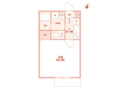 チャインコット湘南(ワンルーム/2階)の間取り写真