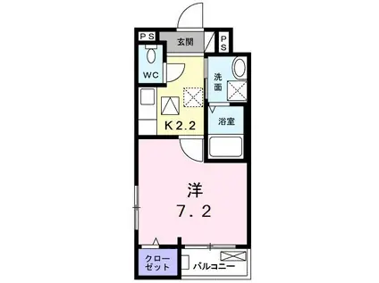 フィオーレ(1K/1階)の間取り写真