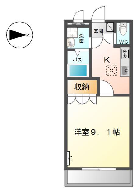 LESPACE HEUREUX(1K/1階)の間取り写真