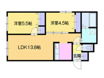 エスグラン大谷地(2LDK/2階)の間取り写真