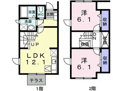 TMリヴェイラII(2LDK/1階)の間取り写真