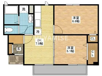 バーバガーデン(2DK/1階)の間取り写真