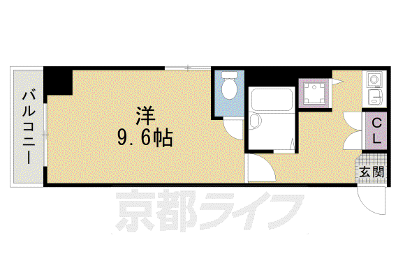 ジョイテル西院(1K/3階)の間取り写真