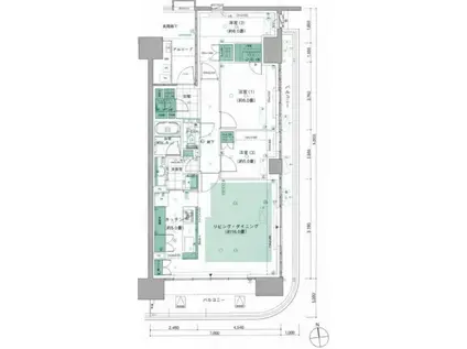 HARUMI FLAG PARK VILLAGE C棟晴海フラッグパ(3LDK/11階)の間取り写真