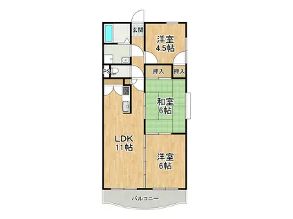 プロムナード洲崎 3番館(3LDK/1階)の間取り写真