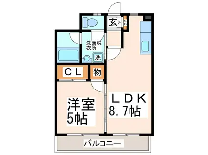 K・Tビル(1LDK/2階)の間取り写真