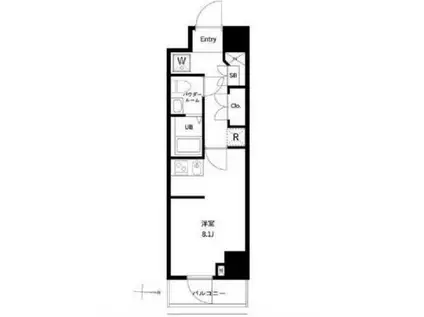 ジェノヴィア両国VIグリーンヴェール(ワンルーム/8階)の間取り写真