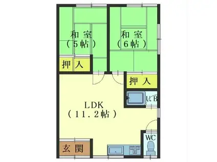 幸永マンション(2LDK/2階)の間取り写真