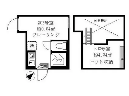 ティ・アーモスマイル(ワンルーム/2階)の間取り写真