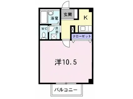 クローエイテルパーチ(1K/2階)の間取り写真