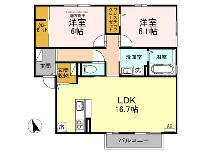 シュド プルミエール A(2LDK/2階)の間取り写真