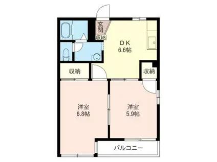 サンハイツ千代田(2DK/2階)の間取り写真