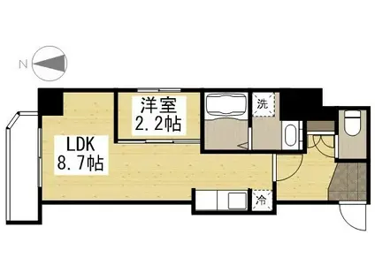 月光 岡山幸町(1LDK/9階)の間取り写真