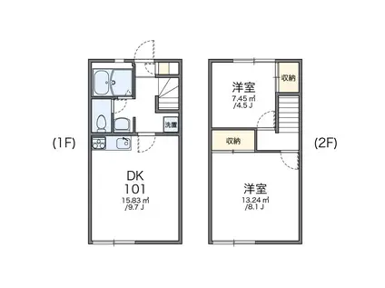 レオパレスコロネット(2DK/1階)の間取り写真
