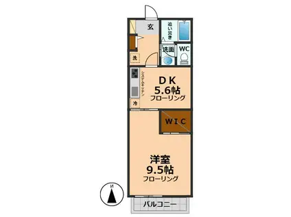 KS浜田山(1DK/2階)の間取り写真