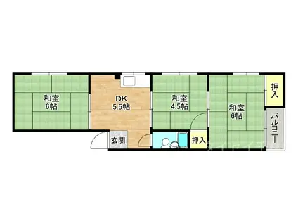 グレース岸里(3DK/1階)の間取り写真