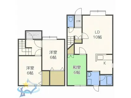 テラスハウスNO2(3LDK/1階)の間取り写真