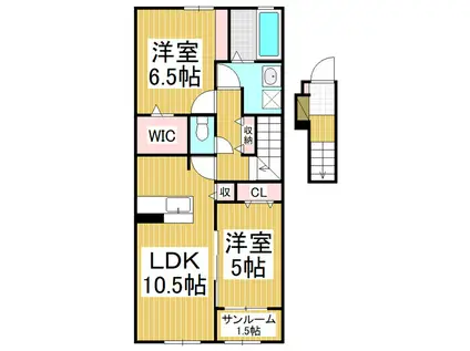 エスポワール坂田(2LDK/2階)の間取り写真