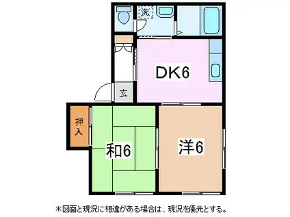 ドミールはたB(2DK/1階)の間取り写真