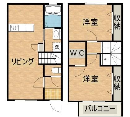 アテレーゼ下北方(2LDK/1階)の間取り写真