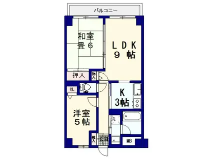 弥生町リバーサイドマンション(2LDK/7階)の間取り写真