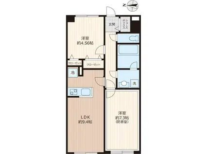 LIBERTE沼袋(2LDK/1階)の間取り写真