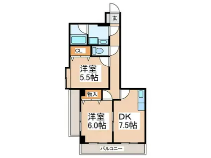 ルブラ・ナカヤマ(2DK/4階)の間取り写真