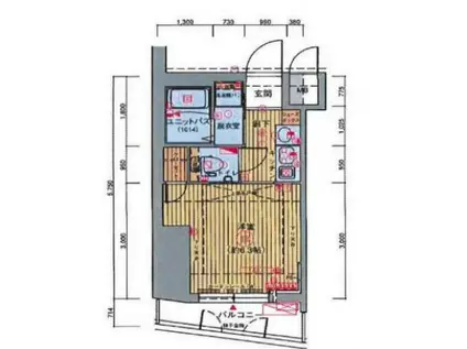 エステムコート神戸ハーバーランド前Ⅱ(1K/4階)の間取り写真