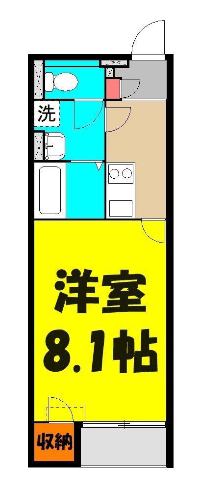 くおれ2(1K/1階)の間取り写真